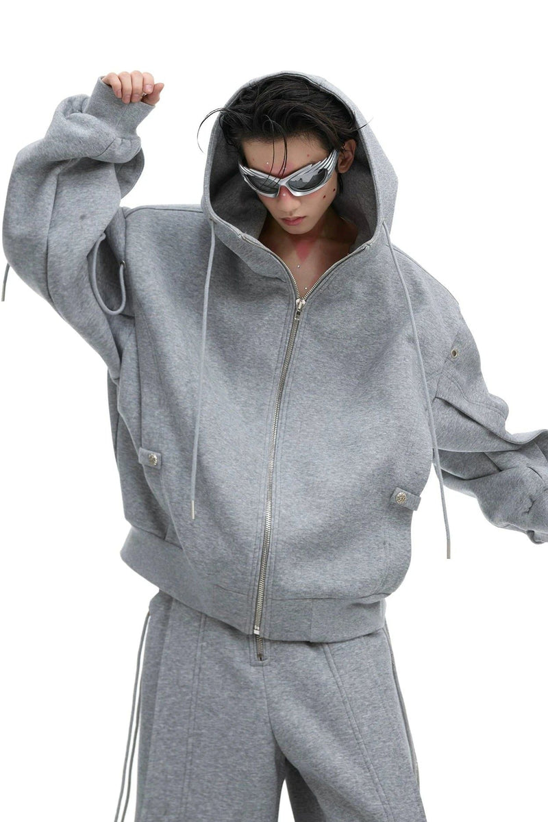 Structured Side Pull Strings Hoodie & Loose Sweatpants Set