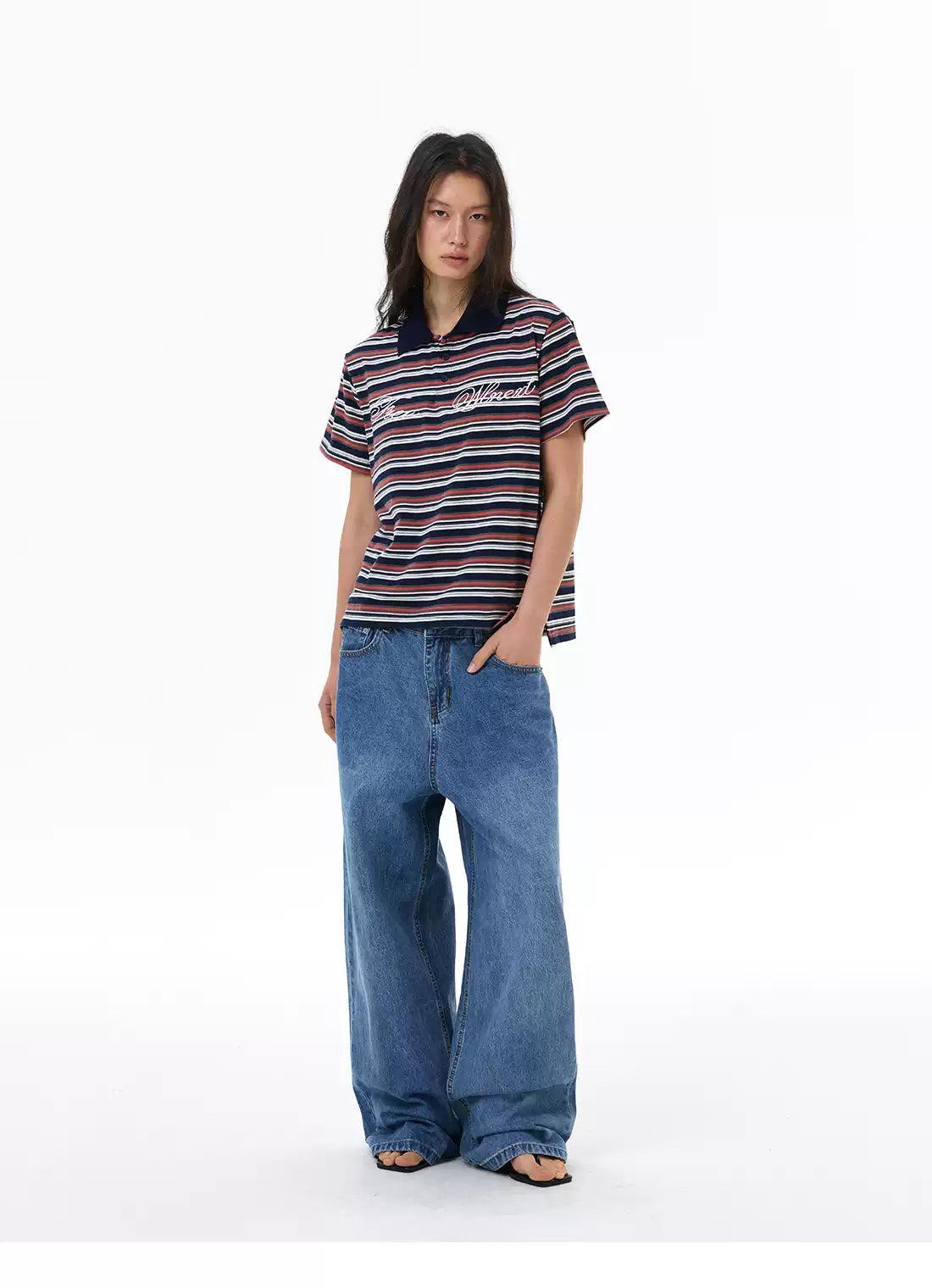 Striped Boxy Fit Polo