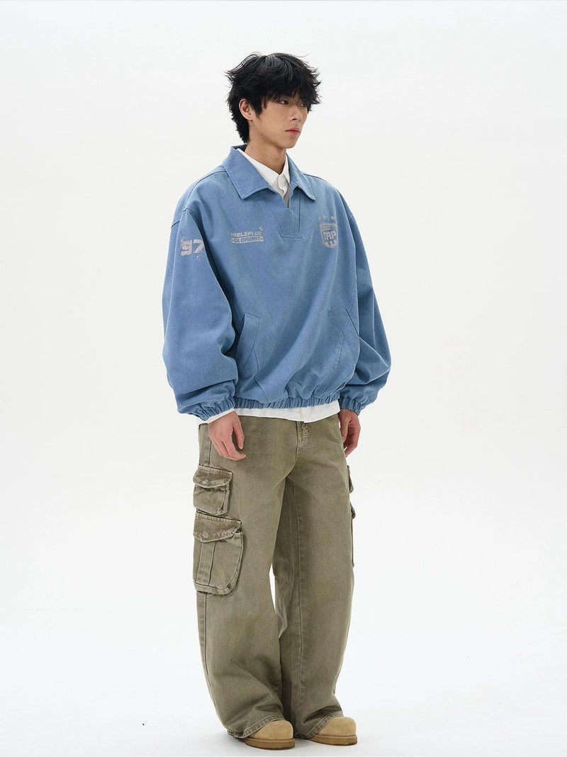 Distressed Print Sports Polo