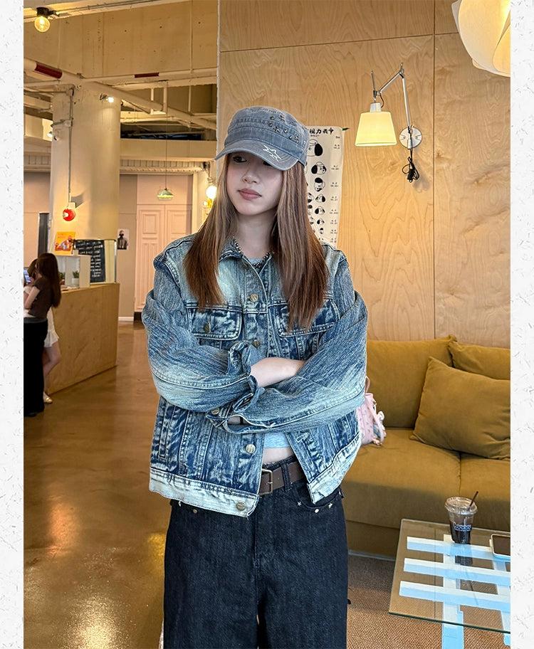 Faded and Buttoned Denim Jacket