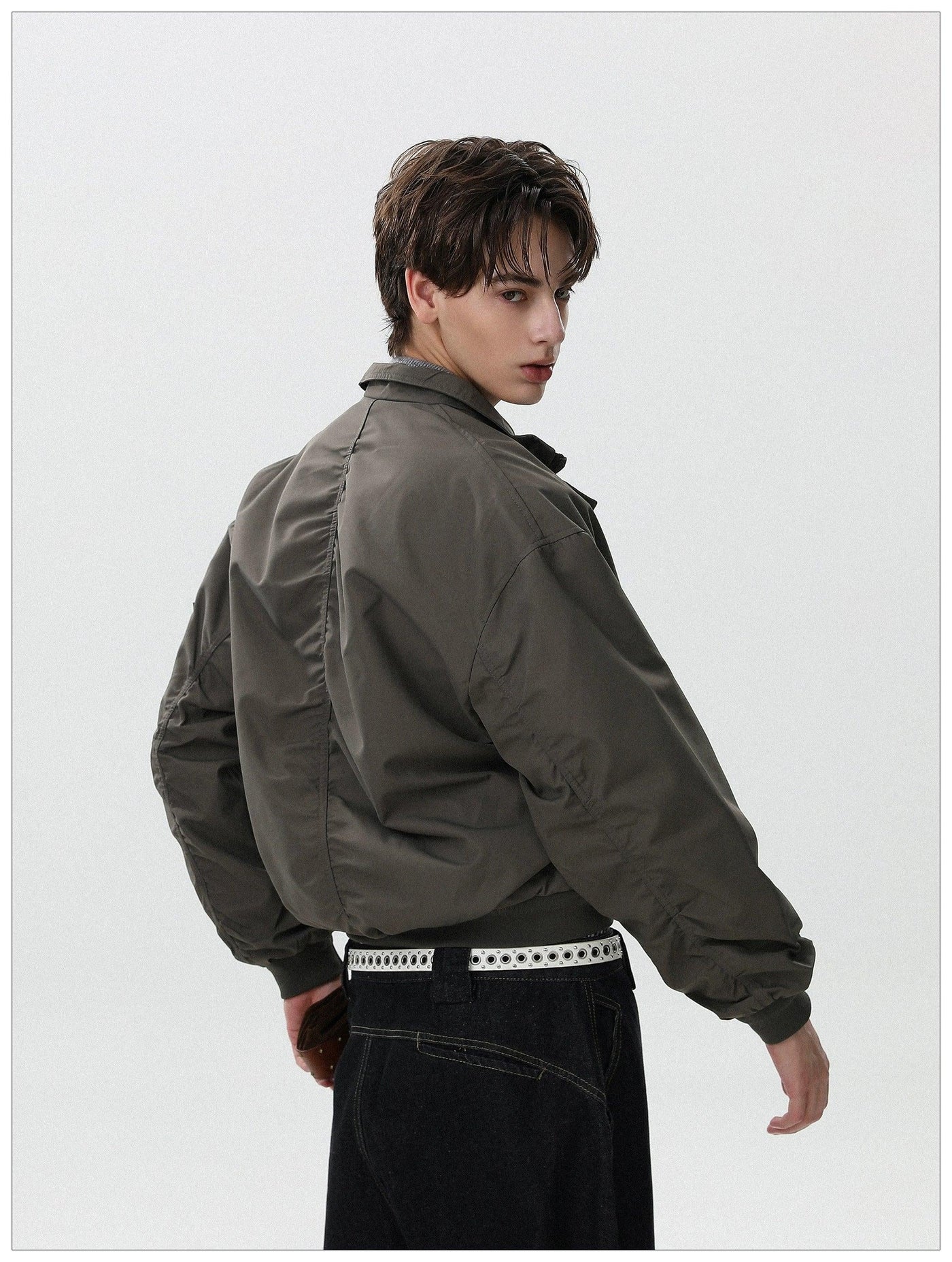 Plain Full-Zip Bomber Jacket