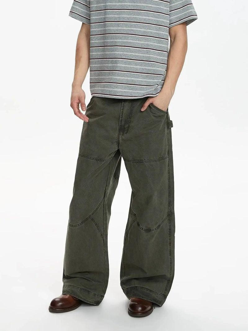 Acid Wash Straight Cargo Pants