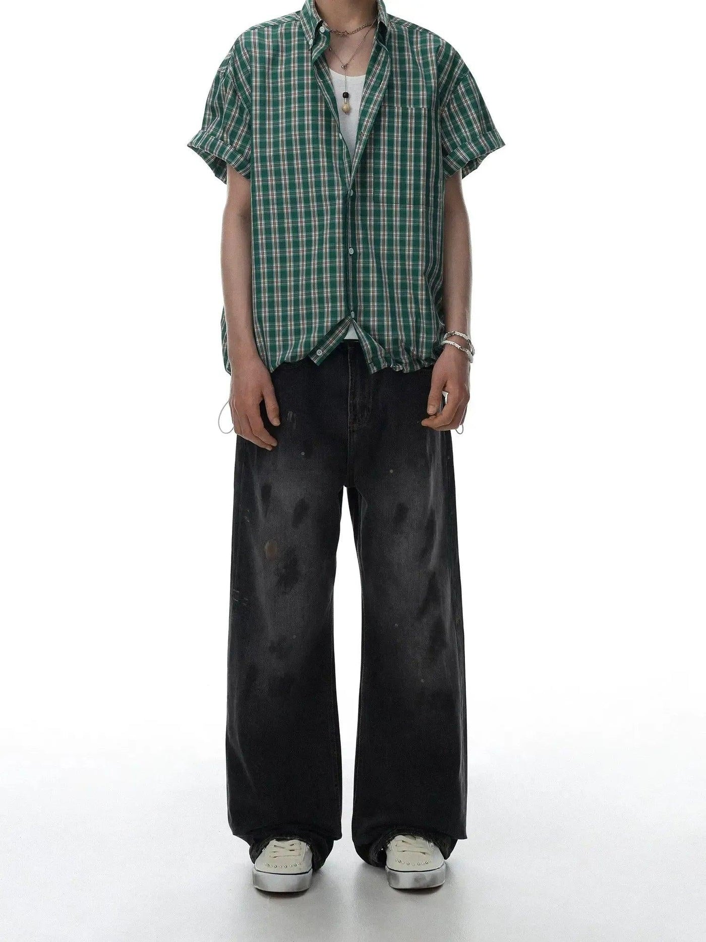 Washed Dirty Washed Wide Jeans