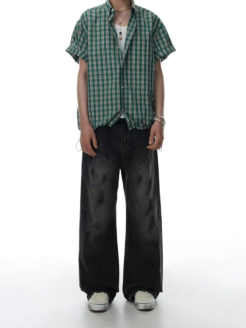 Washed Dirty Washed Wide Jeans