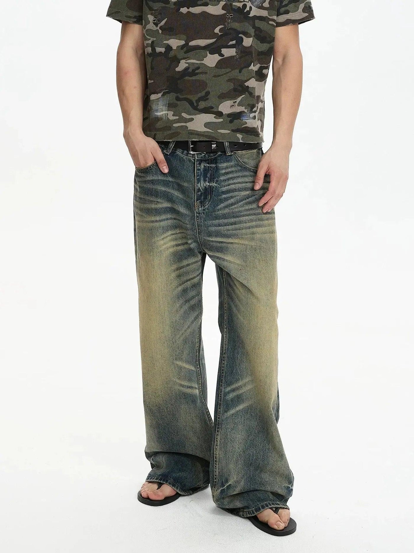 Distressed Muddy Washed Jeans