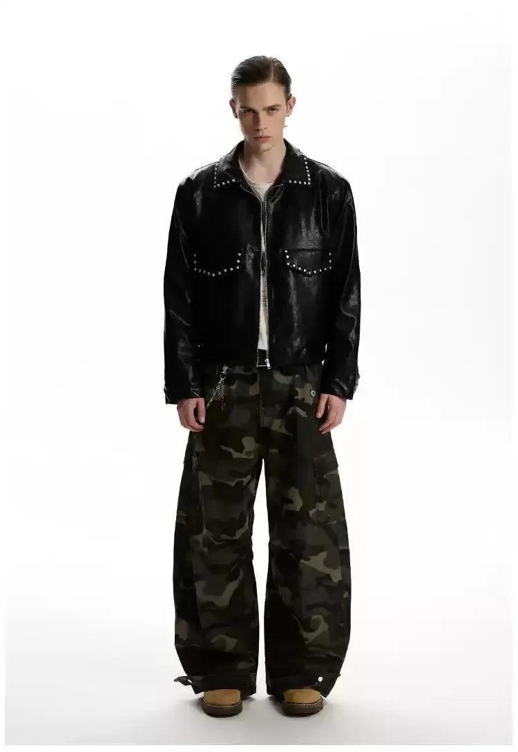 Metal Detailing PU Leather Jacket