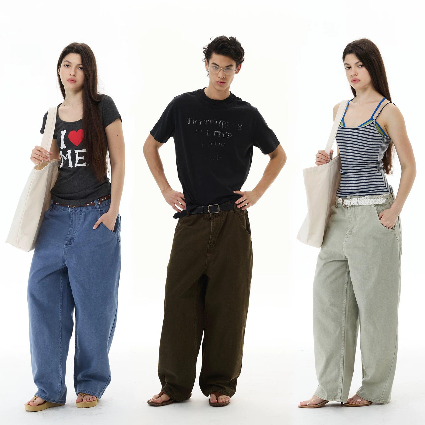 Loose Fit Washed Jeans