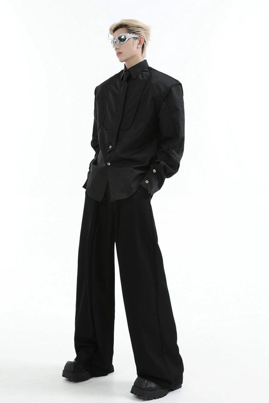 Structured Neck Tie Regular Fit Shirt