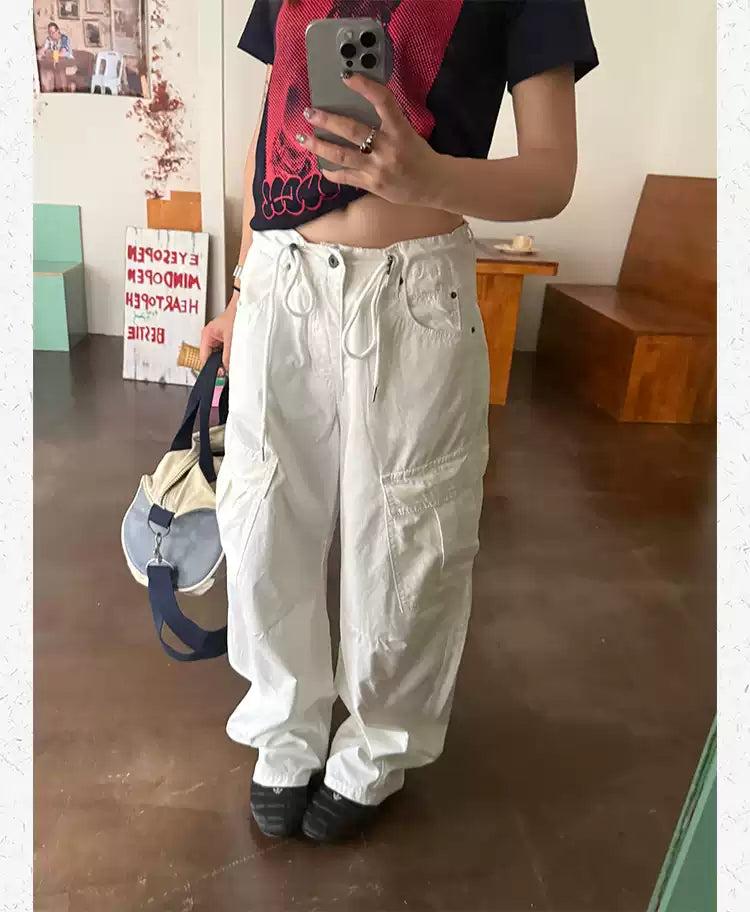 Pull String Side Pockets Cargo Pants