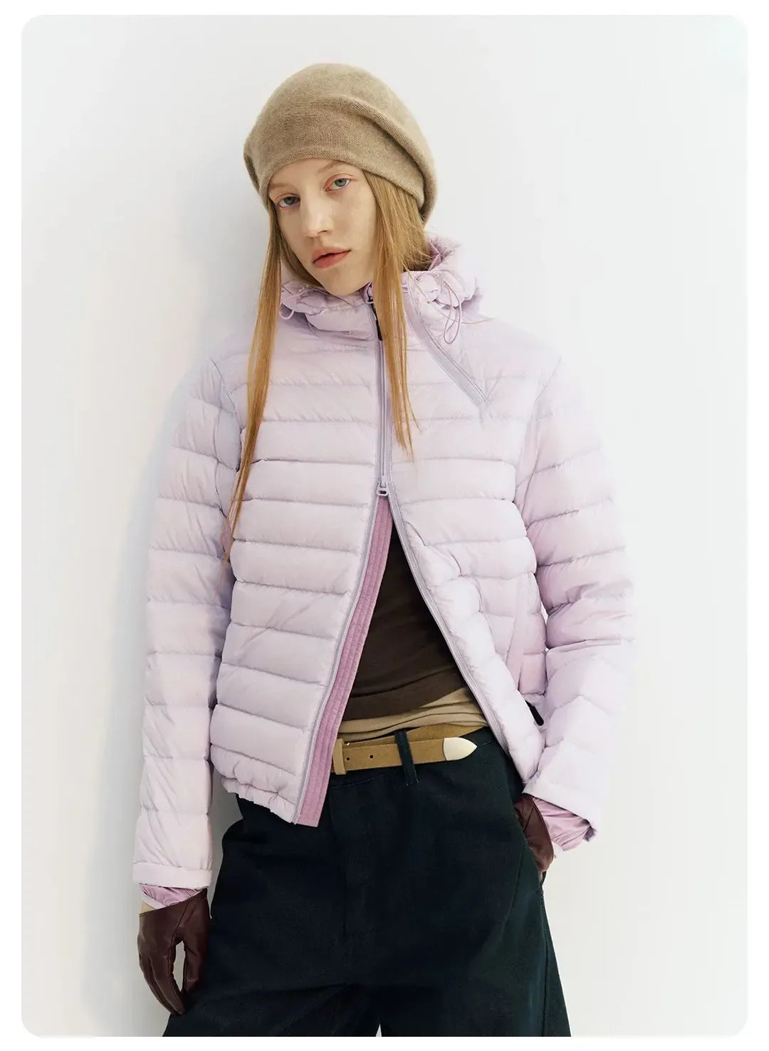 Side-Zip Quilted Hooded Down Jacket