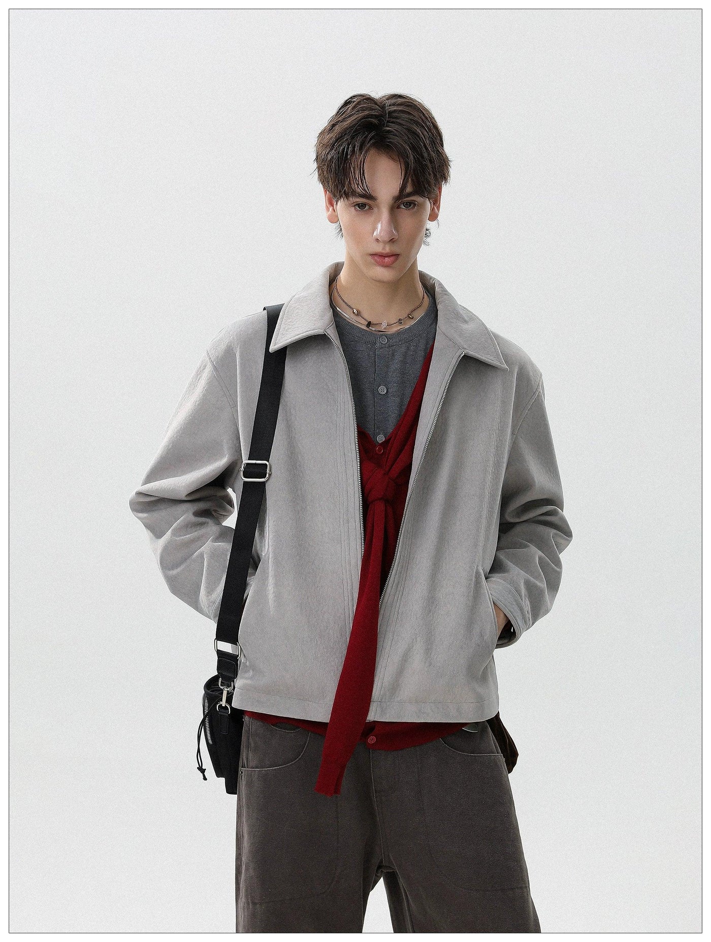 Brushed Textured Zip-Up Jacket