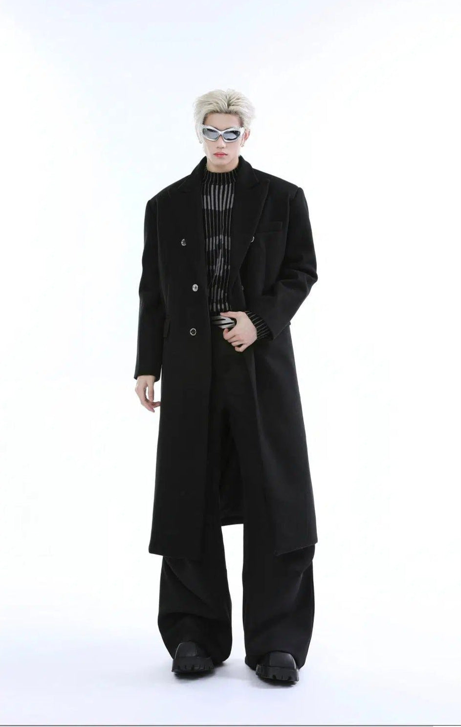 Structured Double-Breasted Long Coat