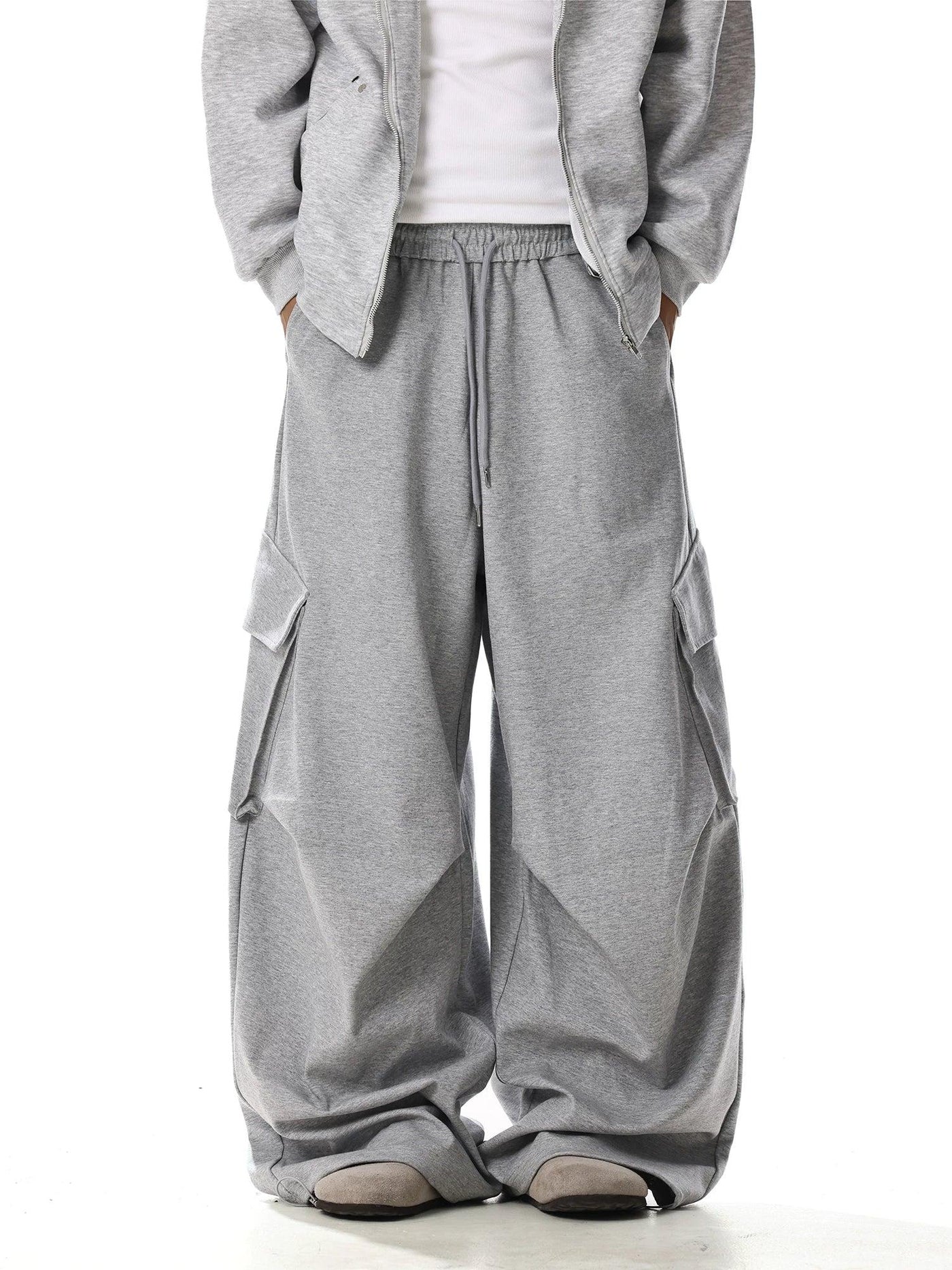 Pleated Elastic Waist Cargo Pants