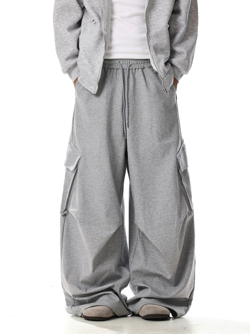 Pleated Elastic Waist Cargo Pants