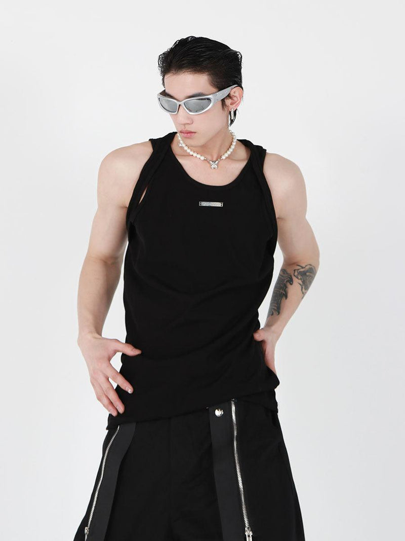 Two Straps Metal Bar Tank Top