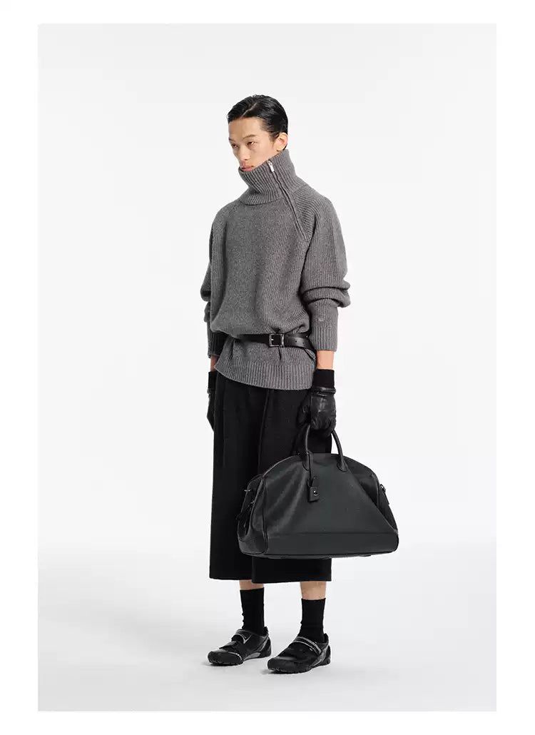 Side Zip Blend Woollen Knit Turtleneck