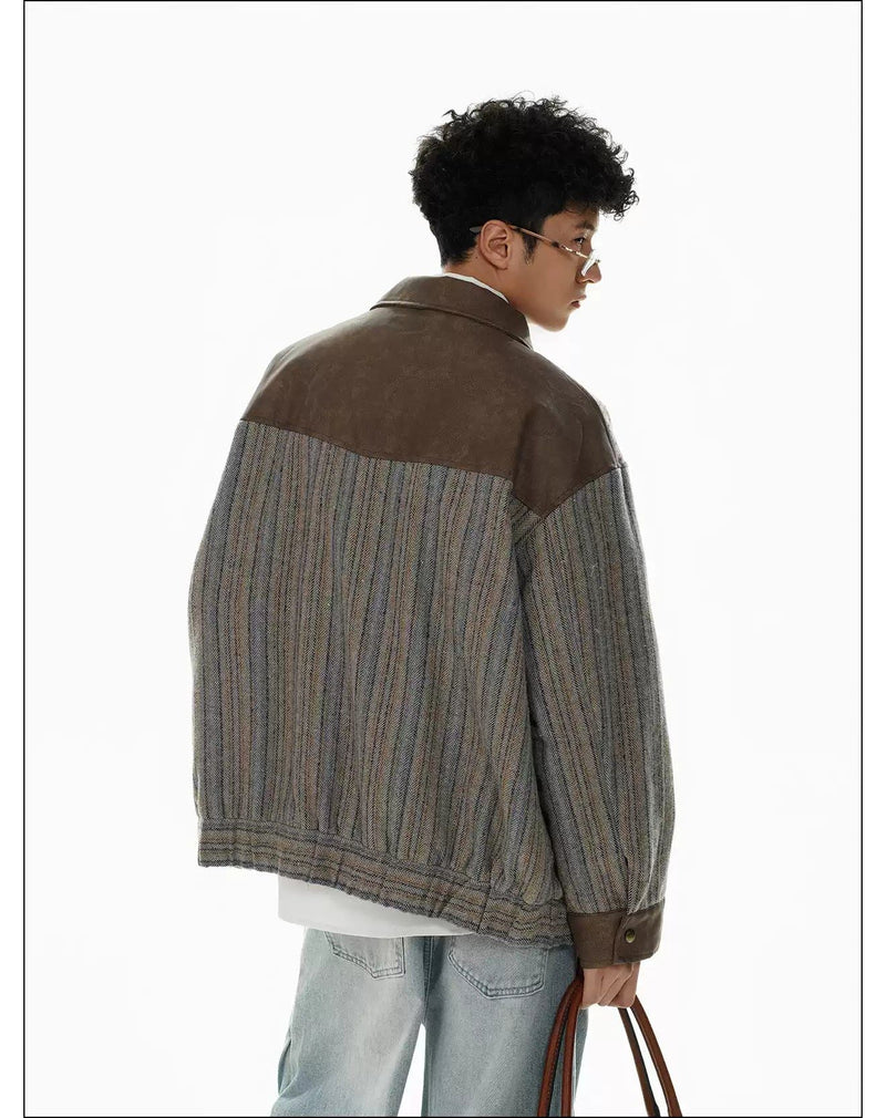 Contrast Spliced Stripe Jacket