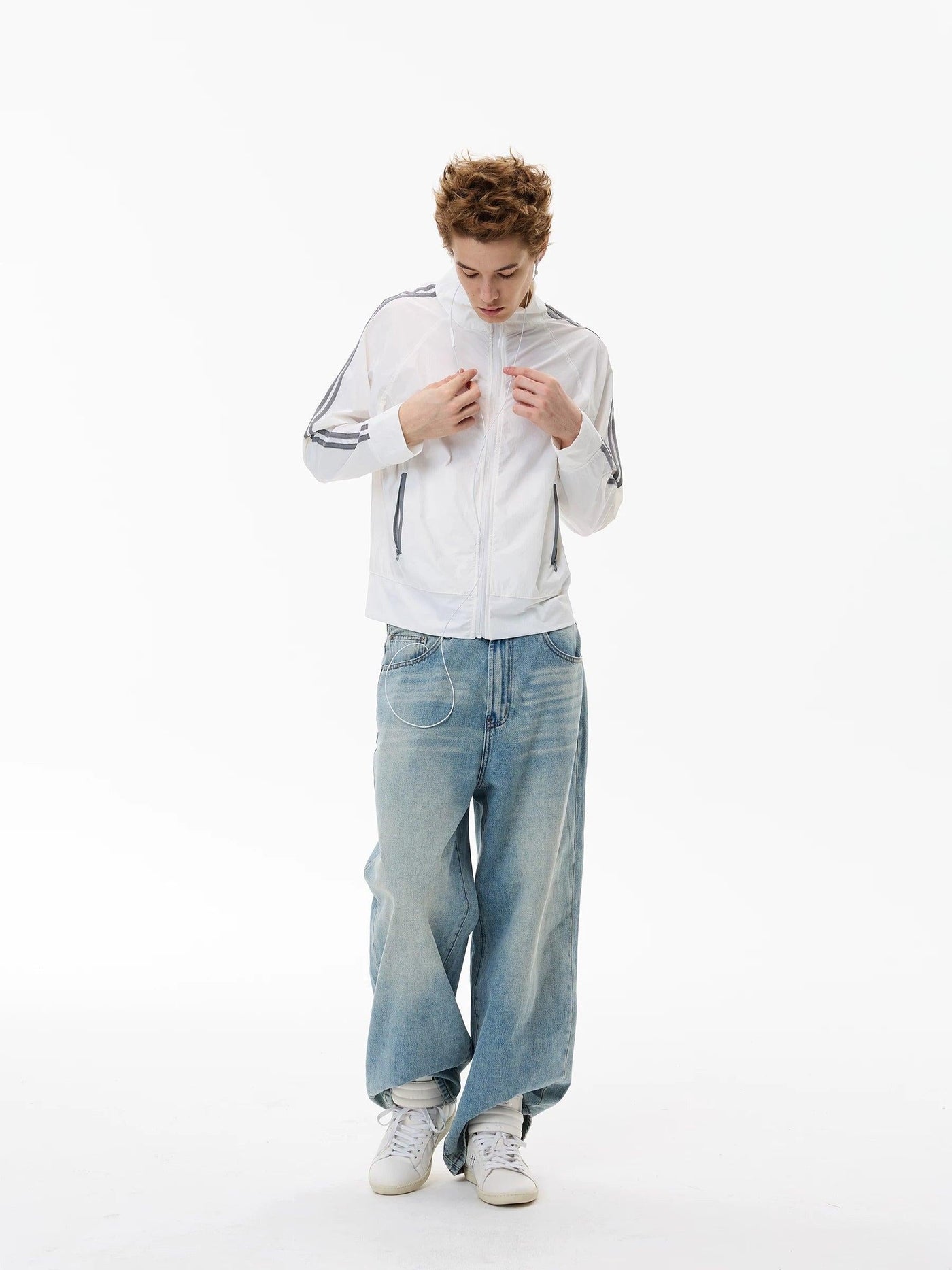 Contrast Striped Windbreaker Jacket