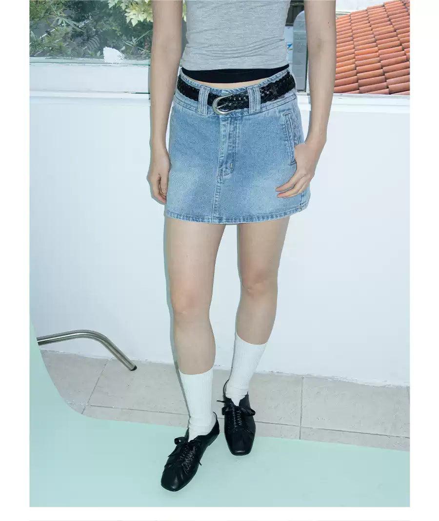Faded Mini Denim Skirt