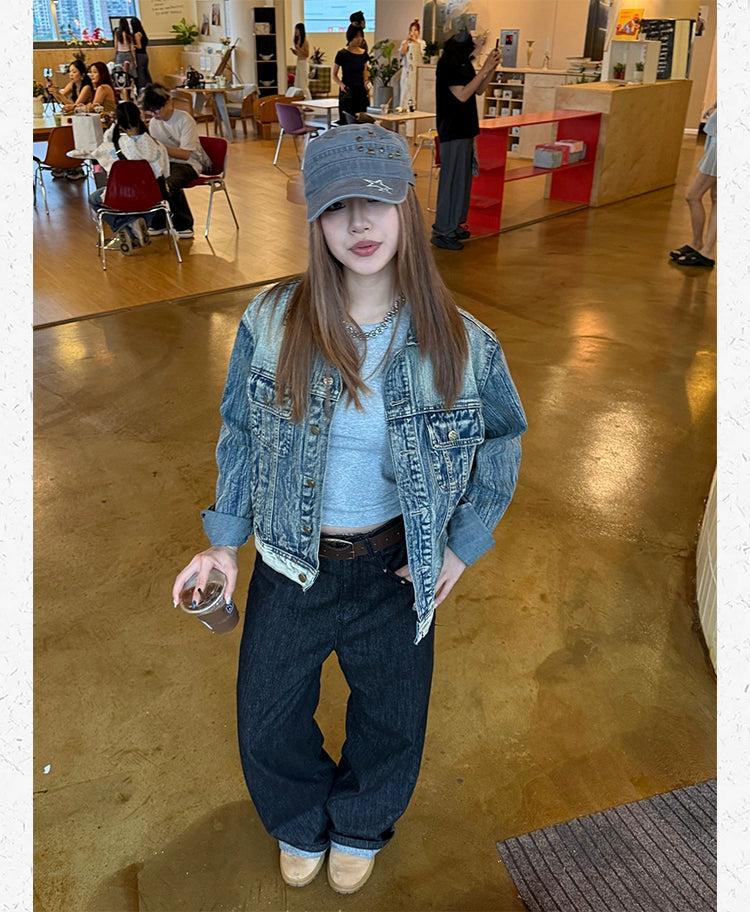 Faded and Buttoned Denim Jacket