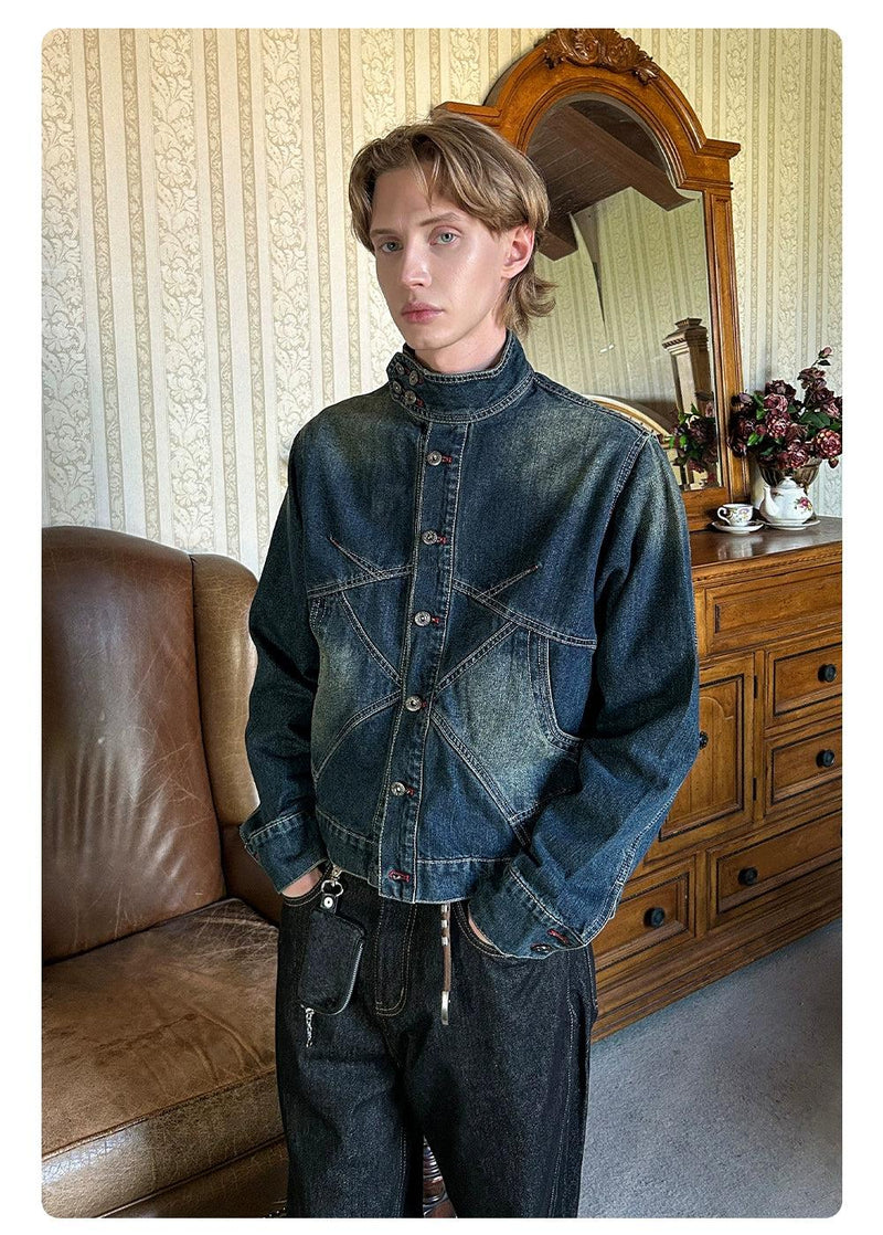 Structured Faded Denim Jacket