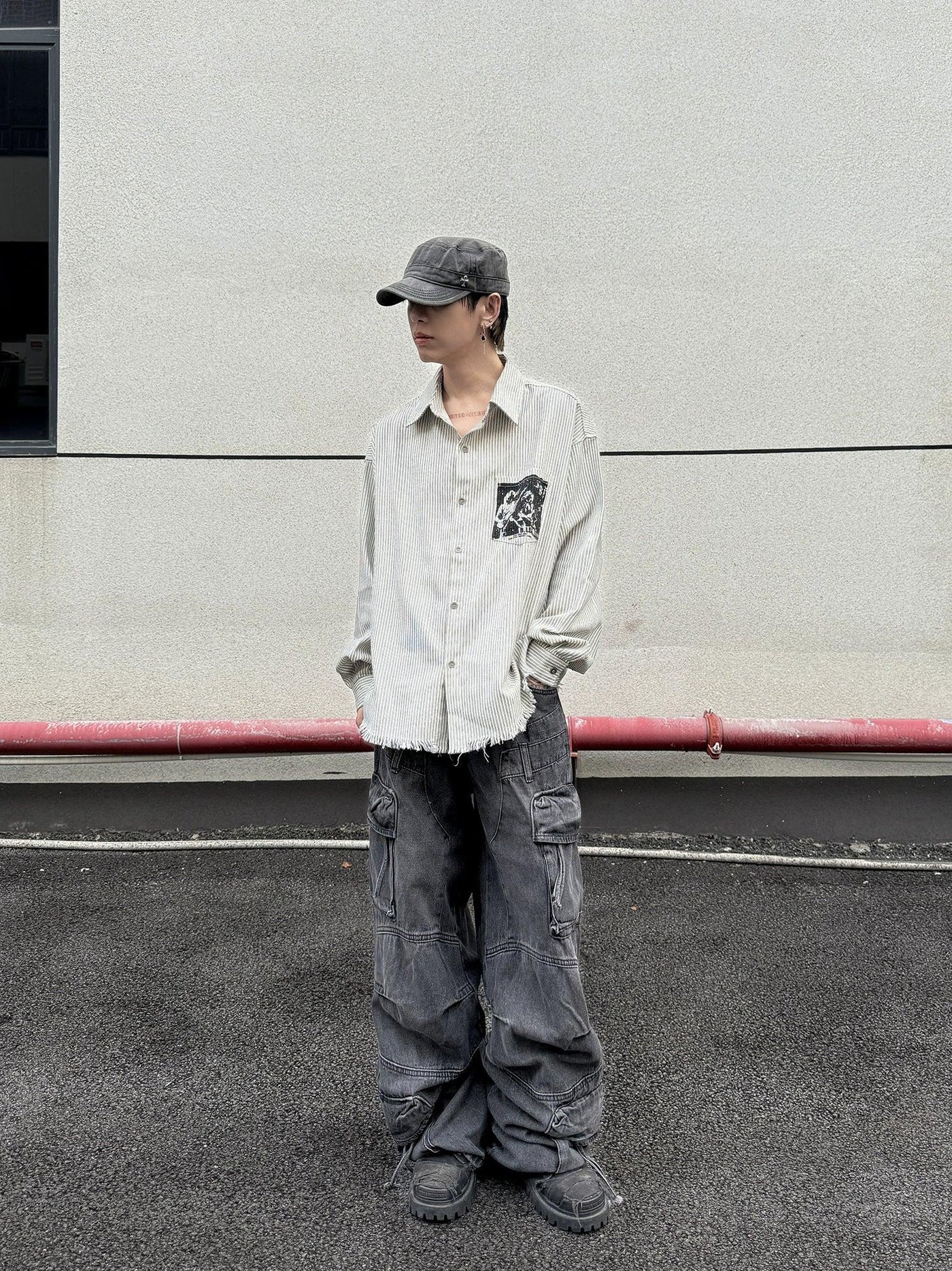 Chic Frayed & Striped L/S Shirt