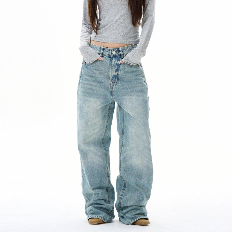 Faded Whiskers Straight Jeans