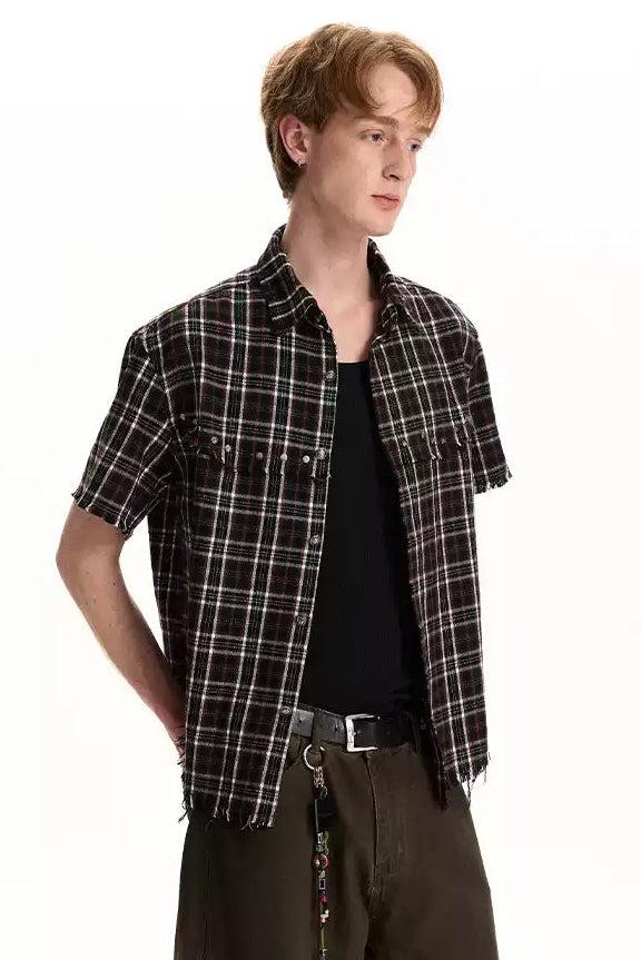 Subtle Distressed Plaid Shirt