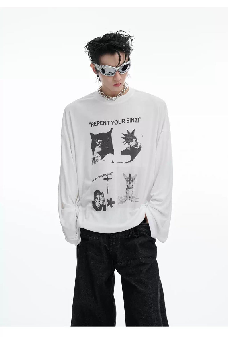 Collage Graphic Long Sleeve T-Shirt
