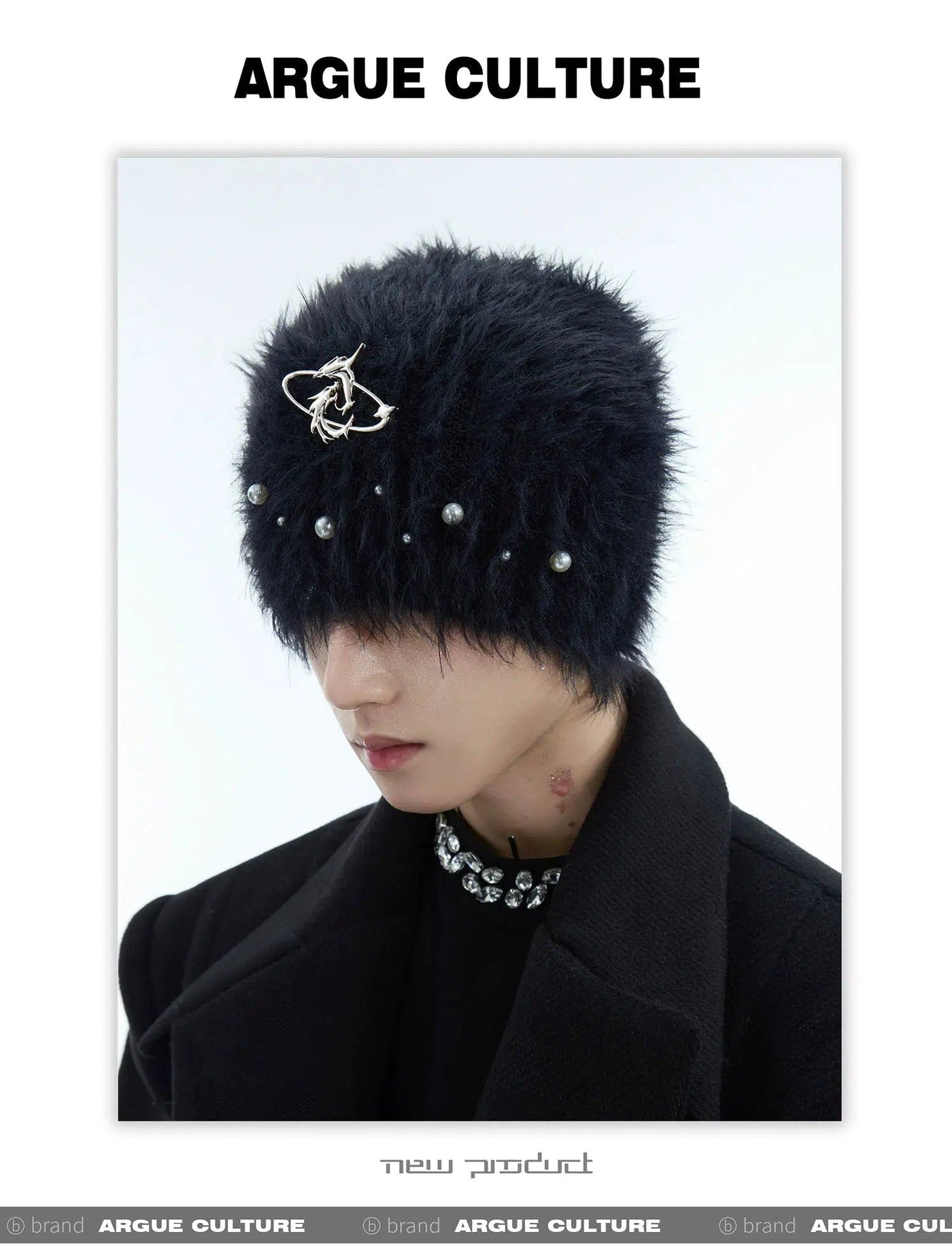 Furry Pearl & Metal Logo Hat