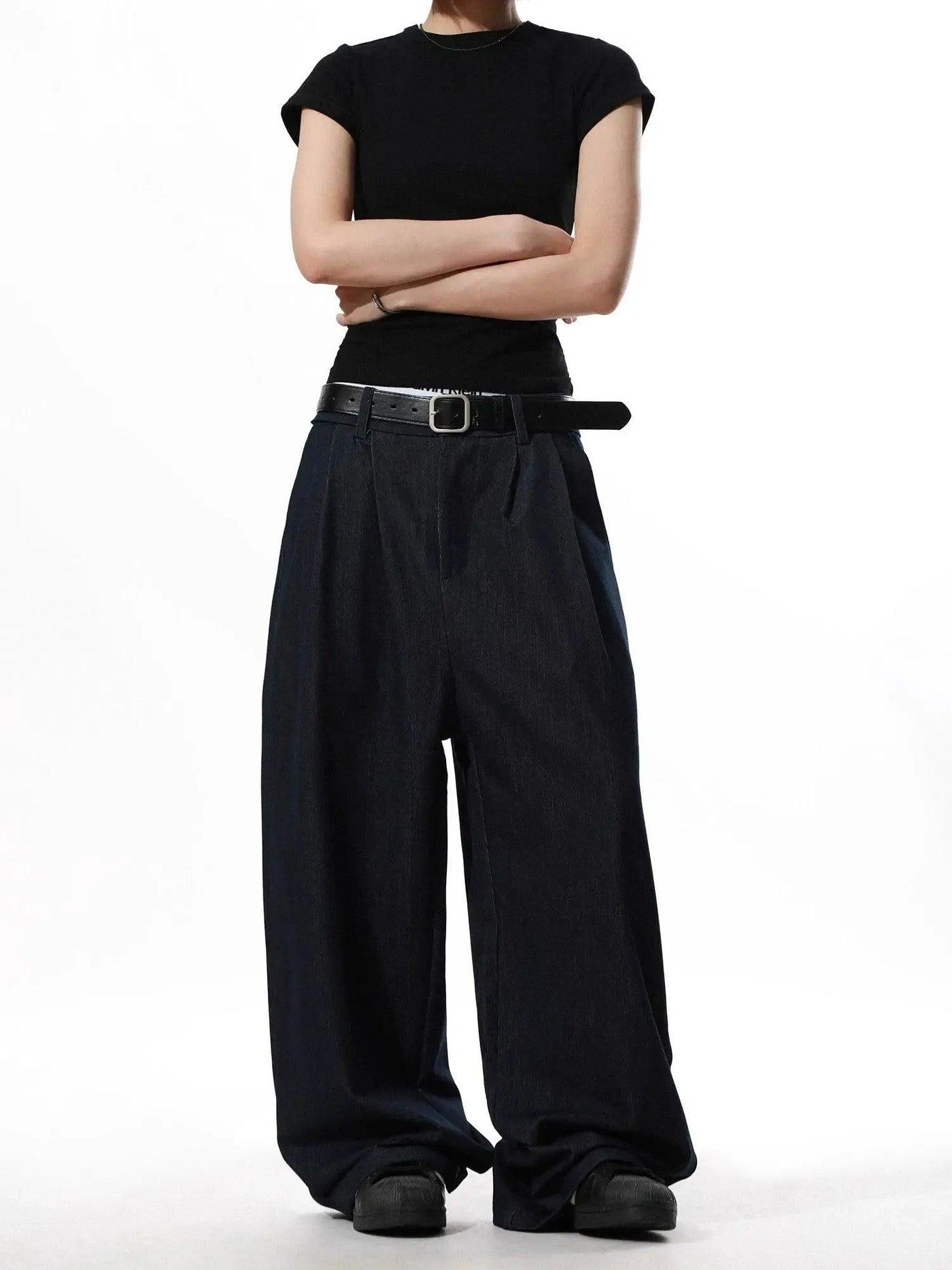 Drapey Pleated Wide Leg Trousers