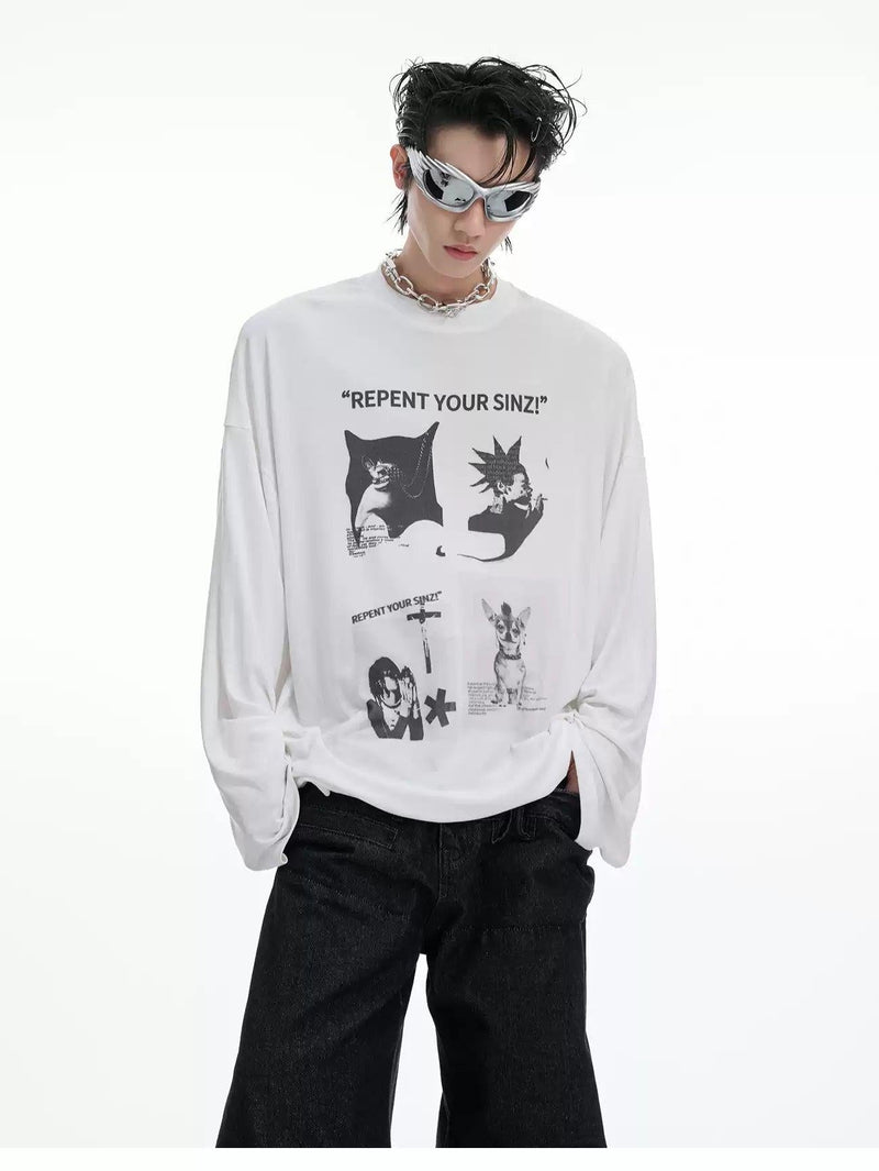 Collage Graphic Long Sleeve T-Shirt