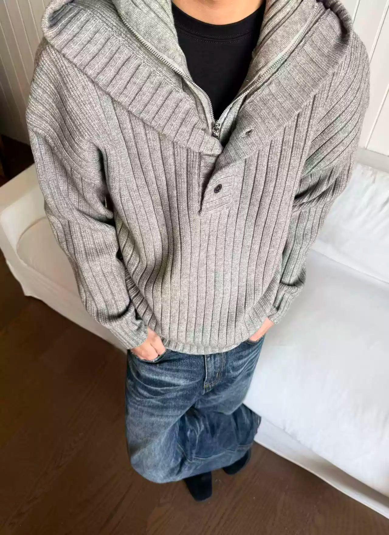 Layered Zip-Up Lined Hooded Sweater
