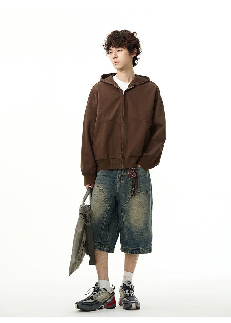 Washed Wide Denim Shorts