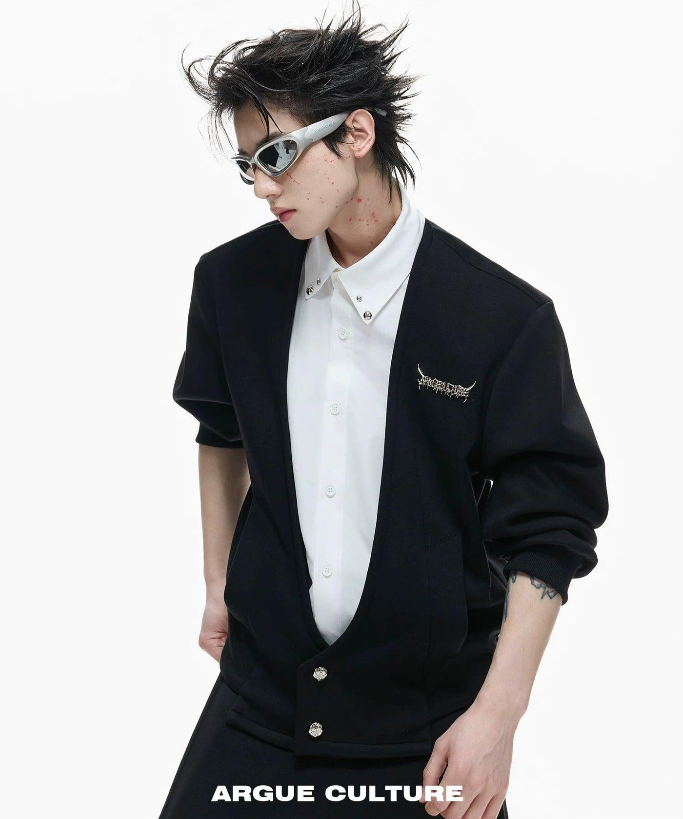 Shirt Layered Cardigan & Structured Sweatpants Set
