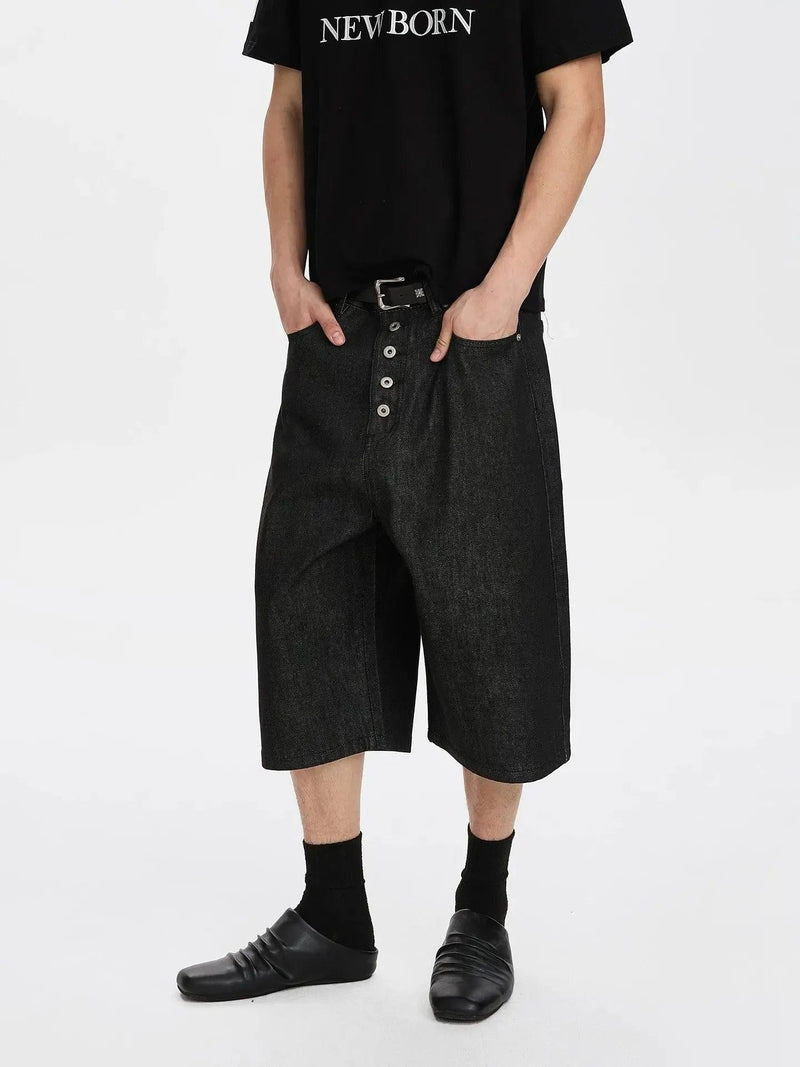 Wide Fit Raw Denim Shorts