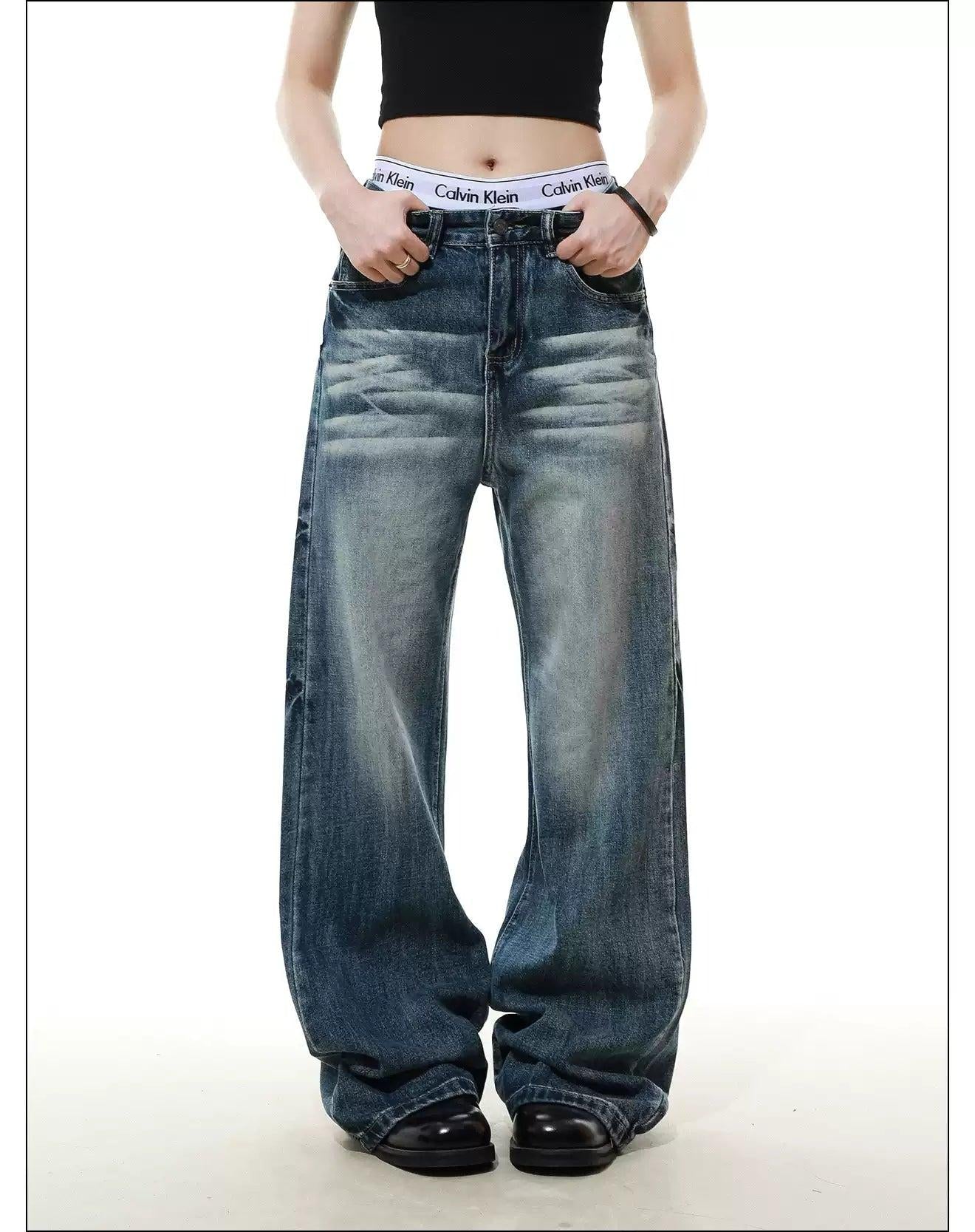 Whisker Faded Straight Jeans