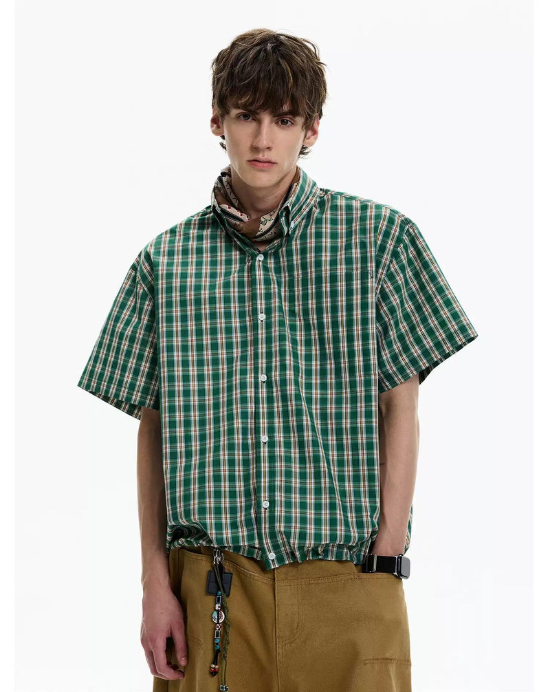 Casual Adjustable Hem Plaid Shirt