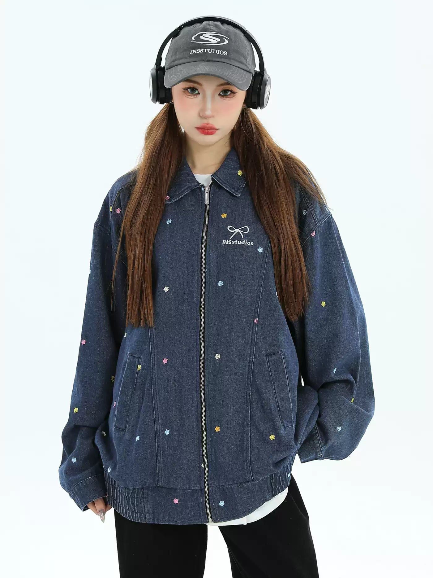 Tiny Scattered Flowers Denim Jacket