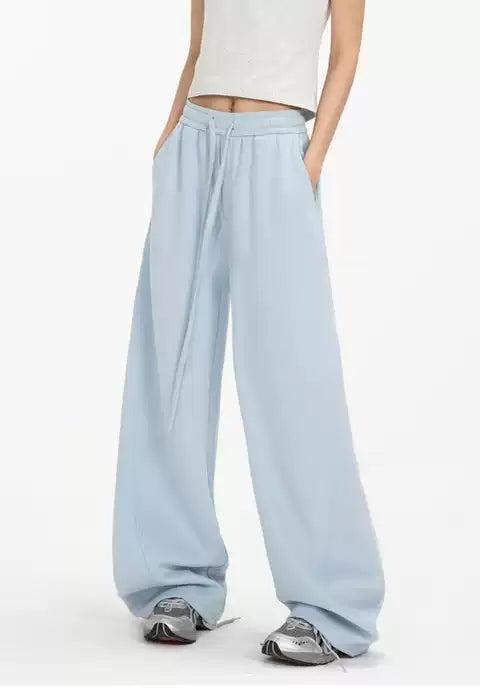 Basic Drawstring Wide Leg Sweatpants