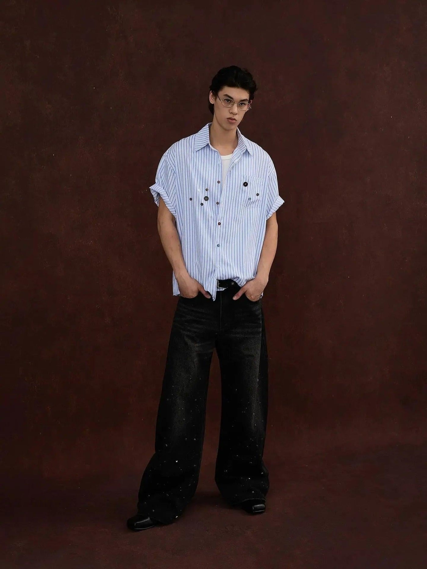 Rhinestone Curved Seam Jeans