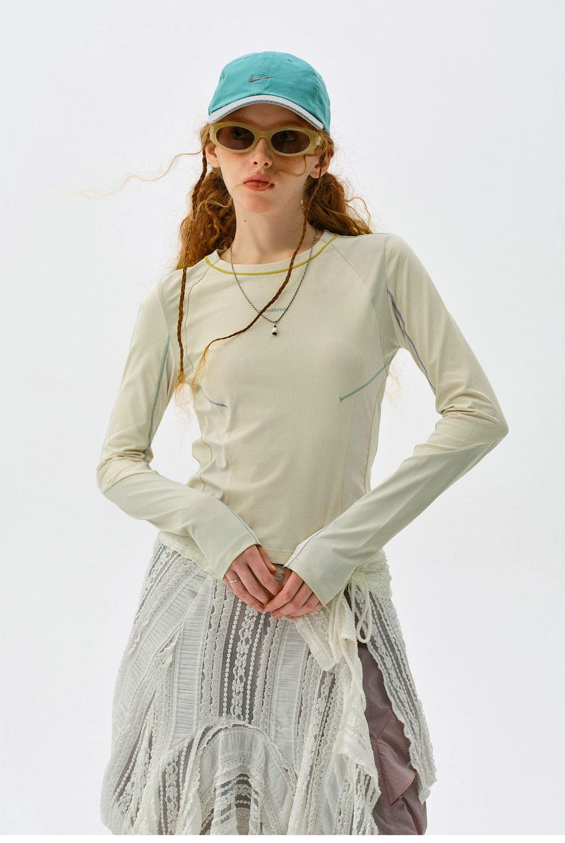 Panel Spliced Slim Fit L/S T-Shirt