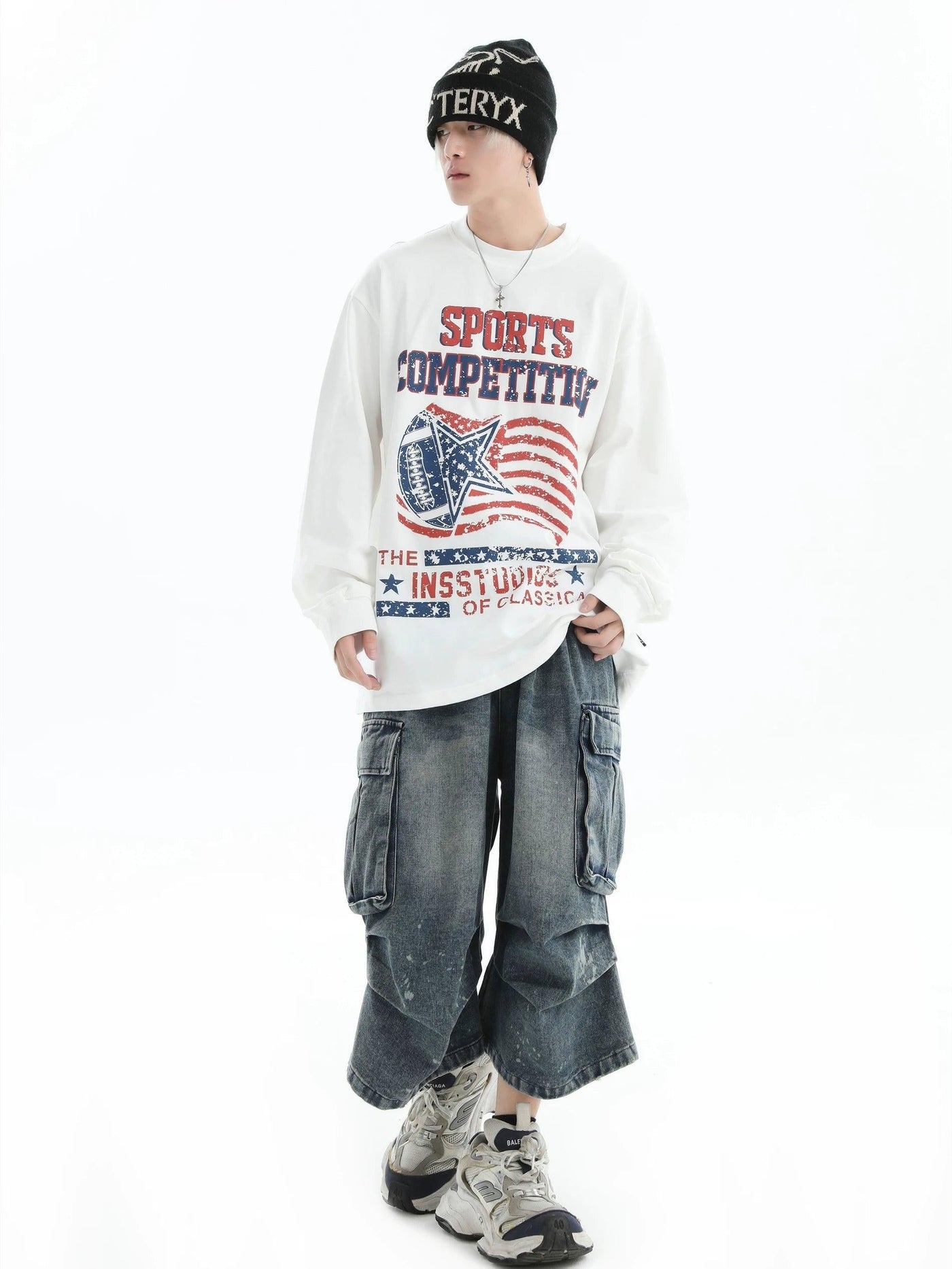 Faded Pleats Cargo Denim Shorts