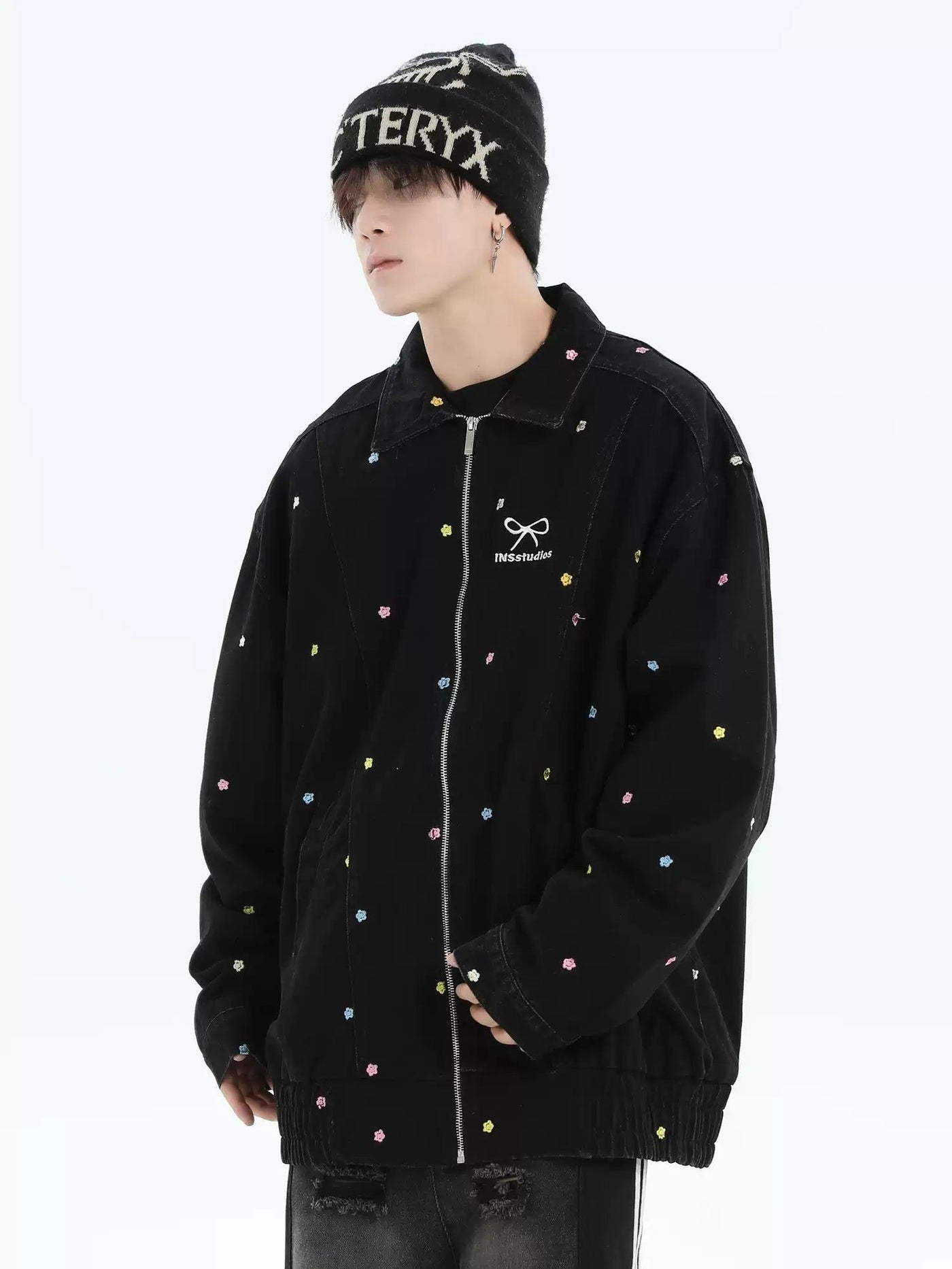 Tiny Scattered Flowers Denim Jacket