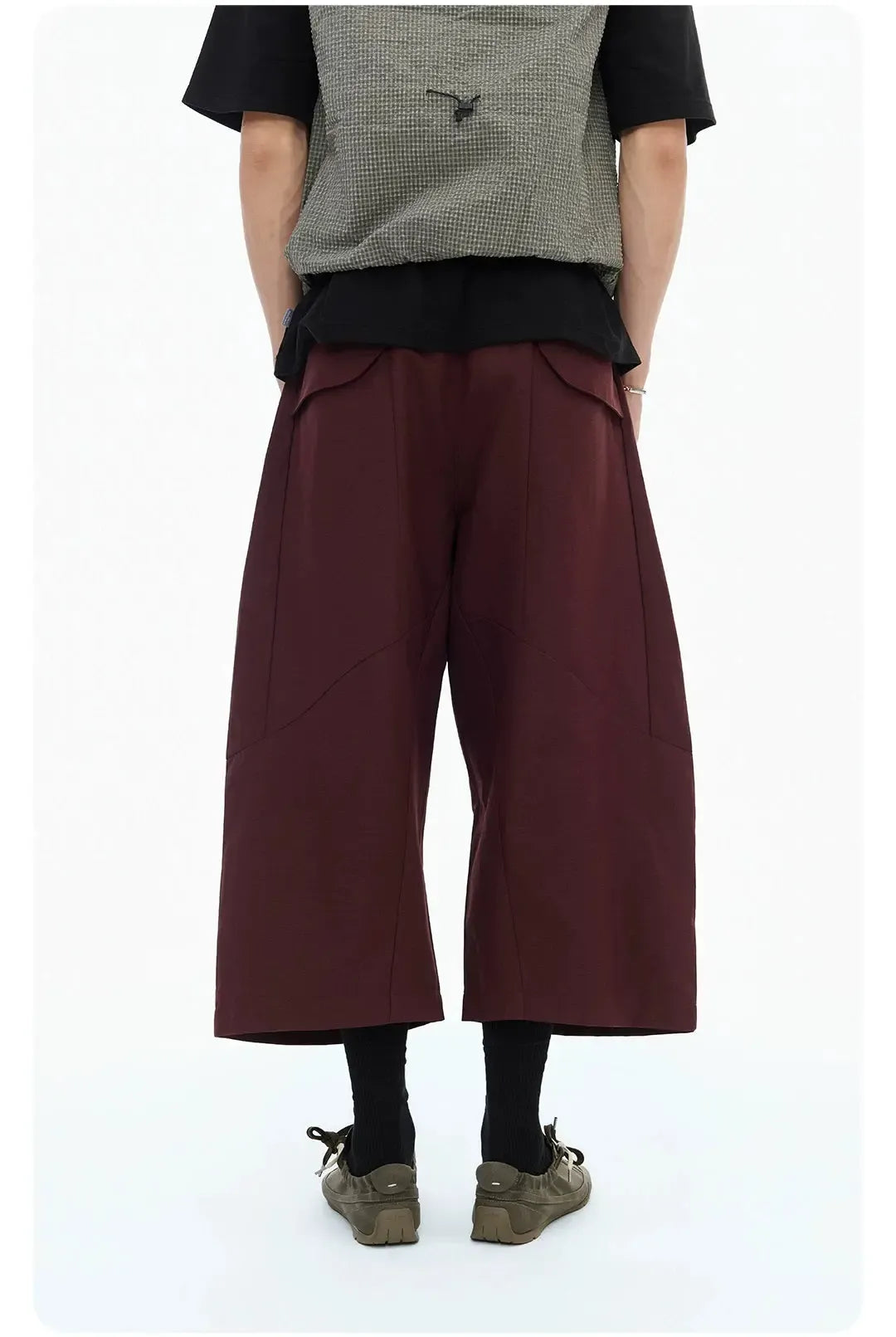 Spliced Detail Wide Leg Shorts