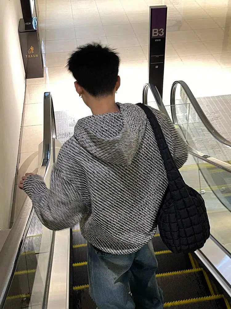 Two-Tone Knitted Hoodie