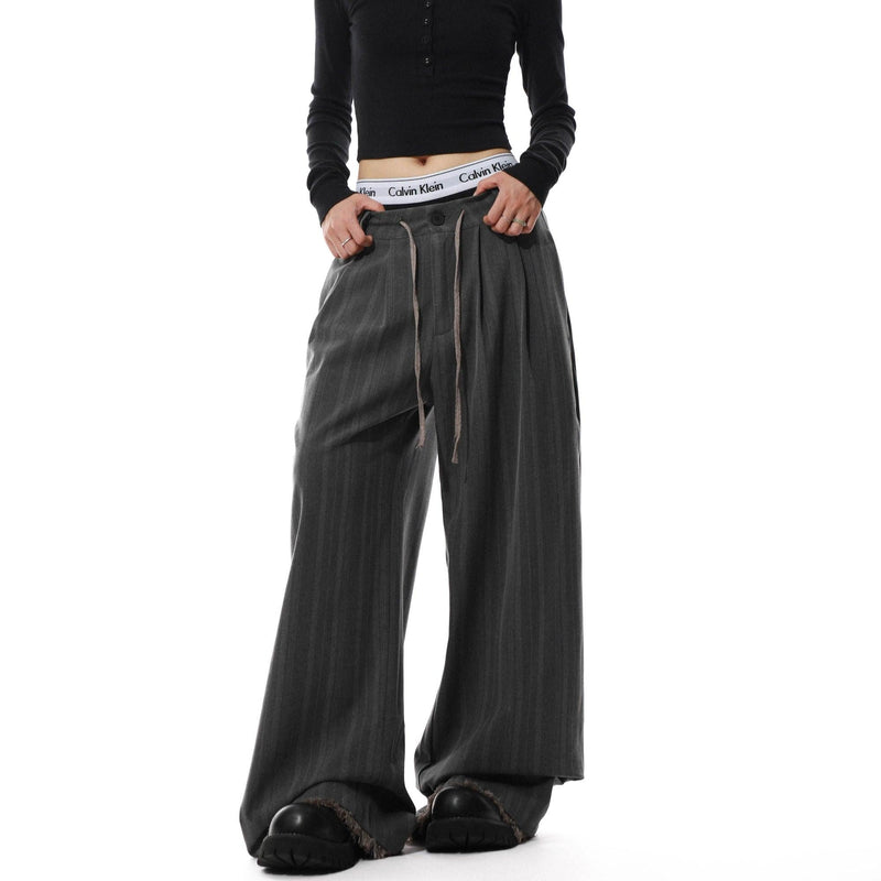 Drawstring Vertical Striped Pants