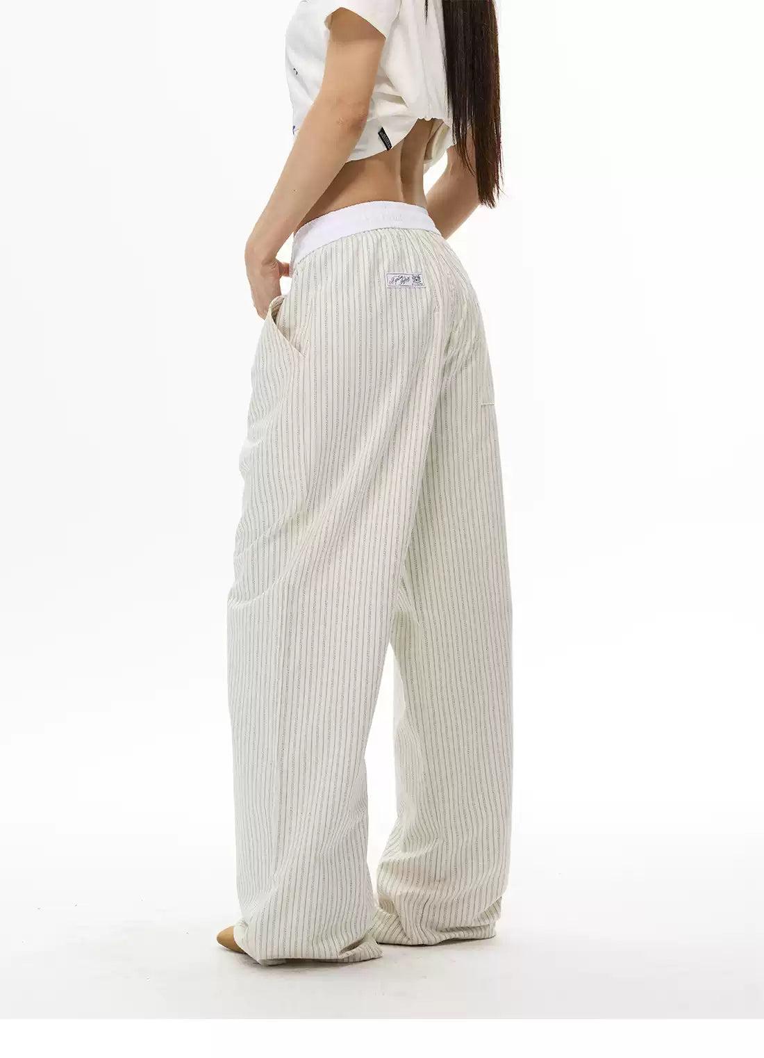 Drawstring Vertical Striped Pants