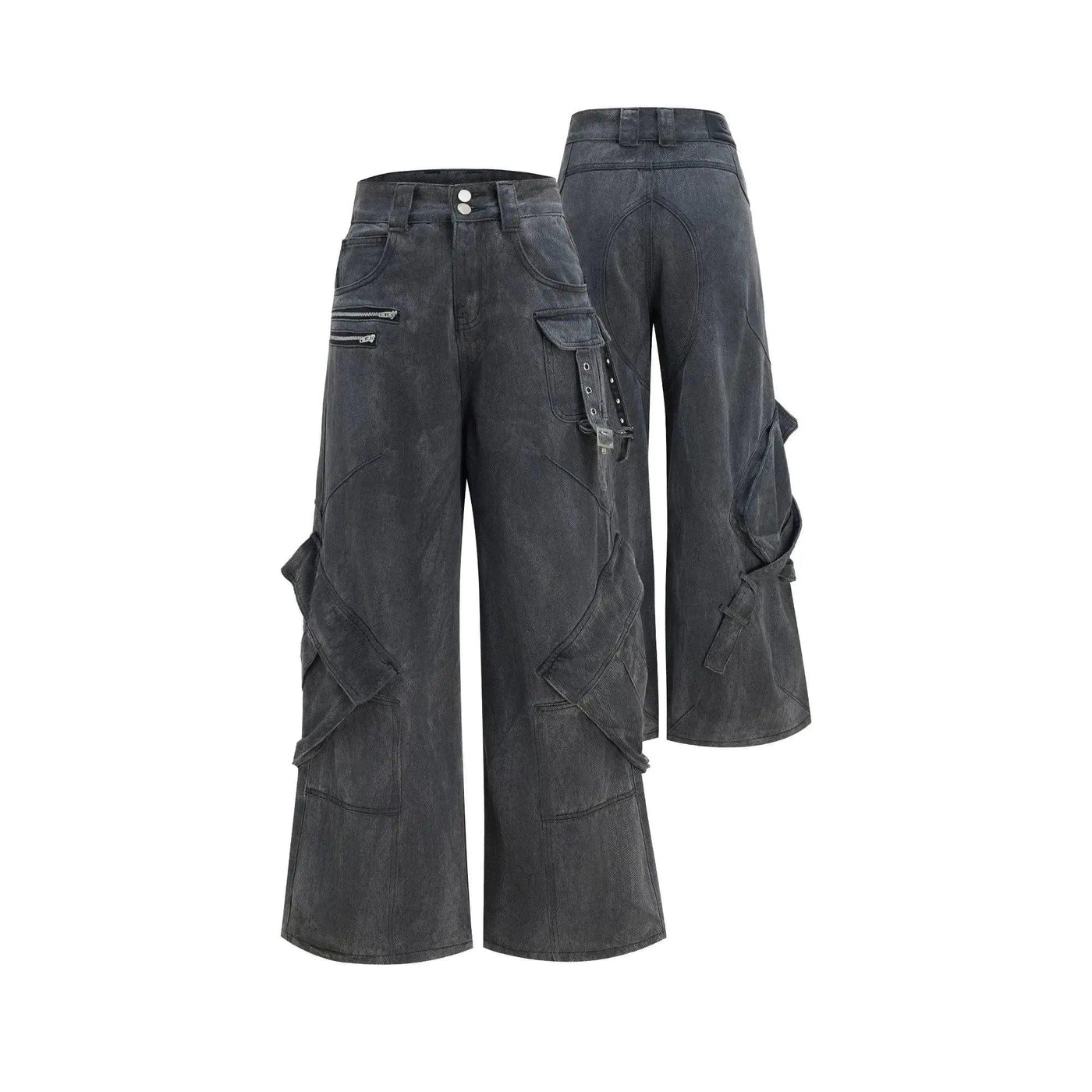 Pocket Straps Cargo Style Jeans