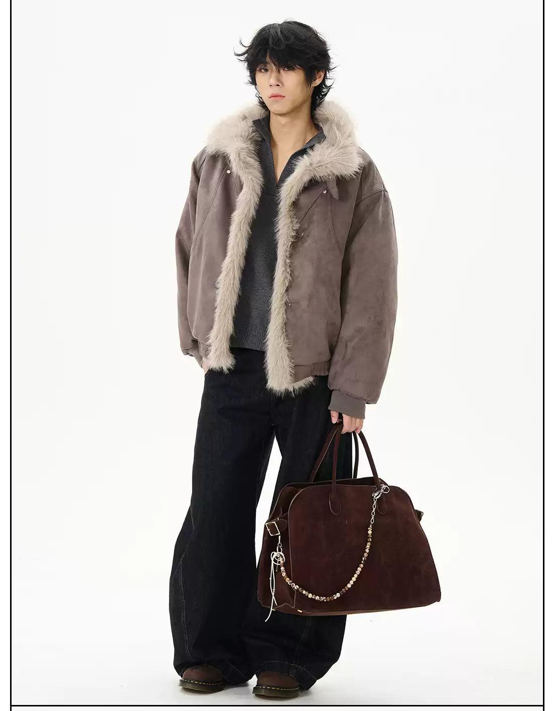 Fur Trimmed Micro Suede Jacket